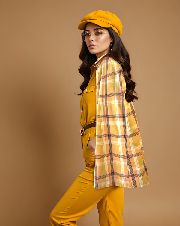 Plaid Cape | Golden Brown
