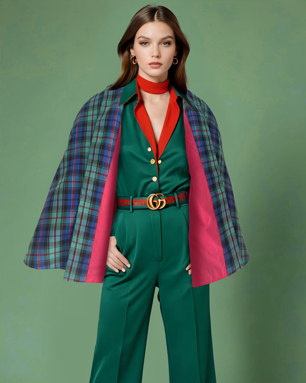 Plaid Cape | Raspberry Beret