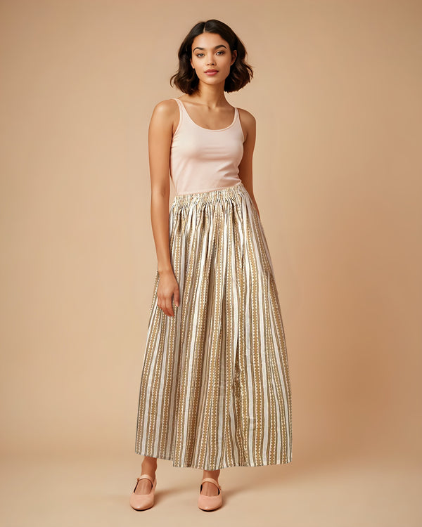 The Olive Skirt | Subtle Stripes, Soft Strength |